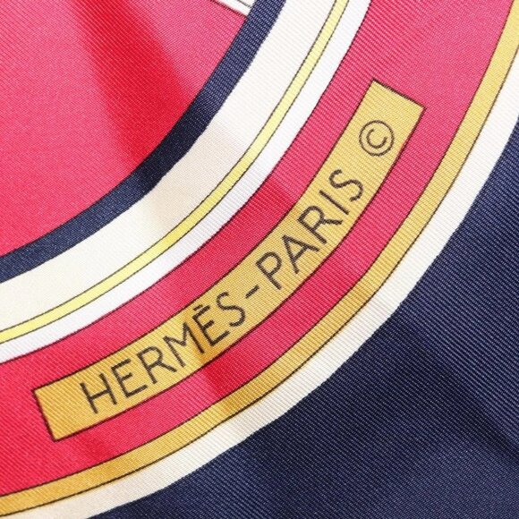 HERMES Carre 90 Scarf ""WASHINGTON'S CARRIAGE"" Silk Navy Auth BA6382 - Picture 10 of 16